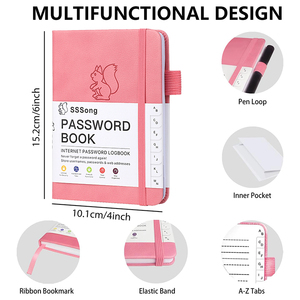 GuangAo con copertina rigida indirizzo Book Code Keeper Organizer con linguette alfabetiche tascabili formato Password Notebook - Product Image 5
