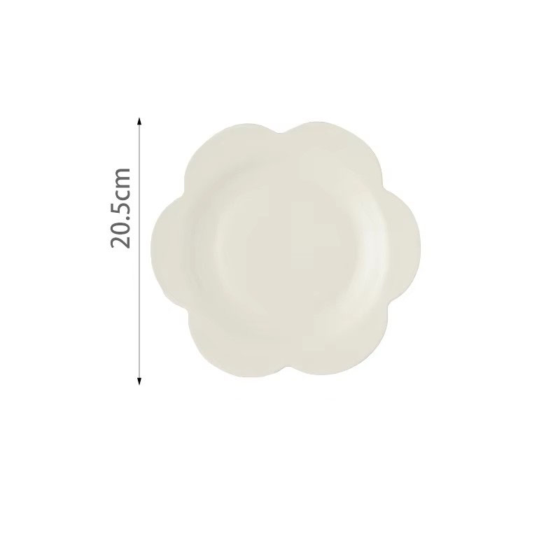 Assiette plate 8 pouces motif floral blanc laiteux