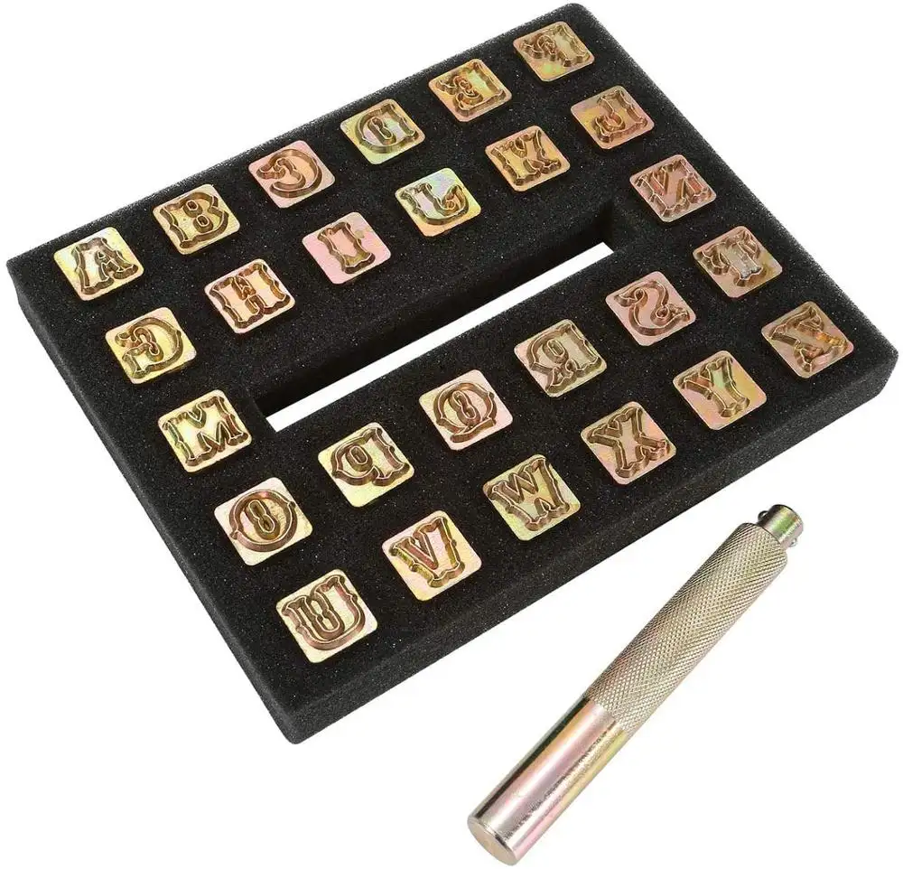 13ミリメートル-27個Capital Letters Stamp Set DIY Alphabet Hand Punch Tools Set Leather Craft Stamping Tools