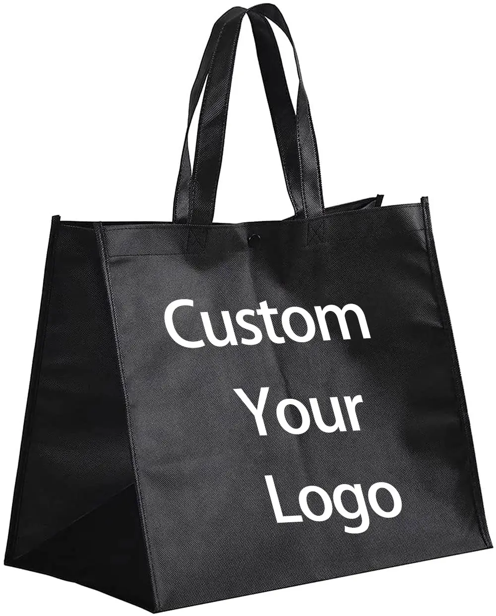 Новый дизайн, повседневные большие складные многоразовые сумки для покупок, полипропиленовые черные нетканые большие сумки с усиленной ручкой