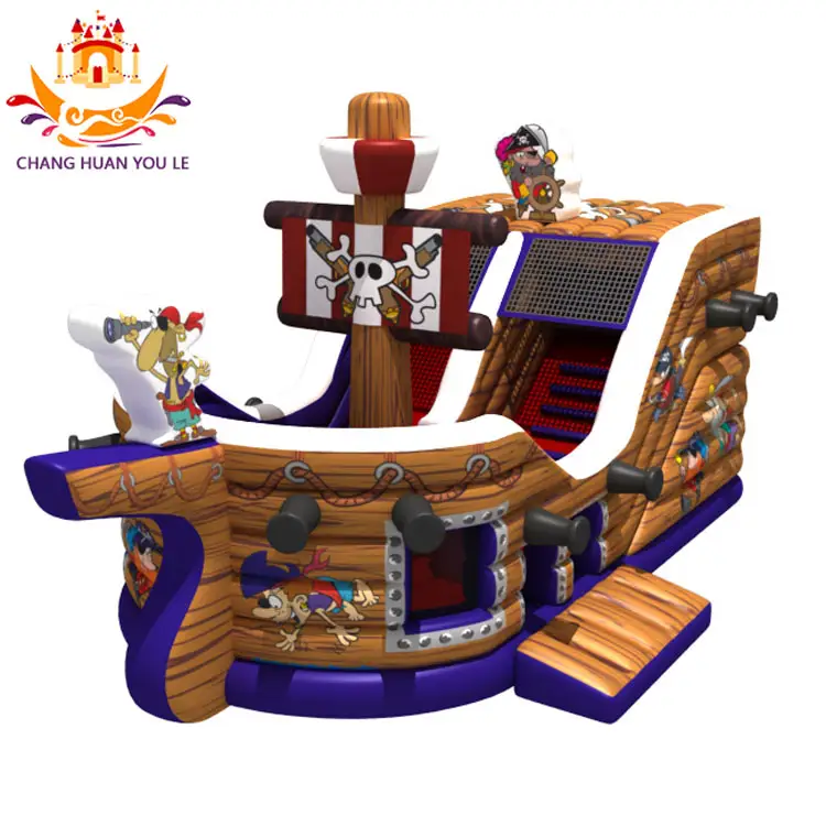 Pirate Ship Inflatable Water Slide For Adult And Kids double Lane Slides Large Inflatable Pirate Ship Slide