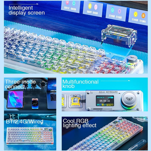 Teclado mecánico inalámbrico RGB AULA F98Pro transparente 2,4 G/BT5.0/con cable Pantalla OLED intercambiable en caliente con tec - Product Image 5