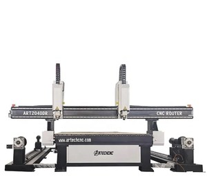 ARTECH 4 Axis 2040 Sistema de Control Syntec rotatorio de doble husillo Cilindro tallado Cnc Máquina de enrutador de corte de grabado de madera
