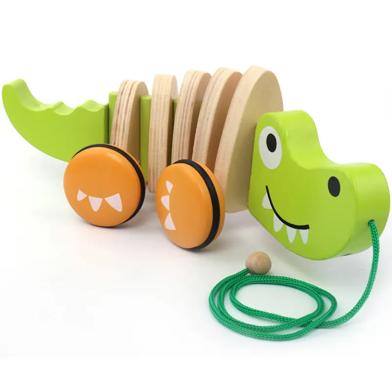 Jouet Crocodile en bois pour enfants, jeu éducatif pour bébés, voiture à chenilles pour Animal, jouet Crocodile