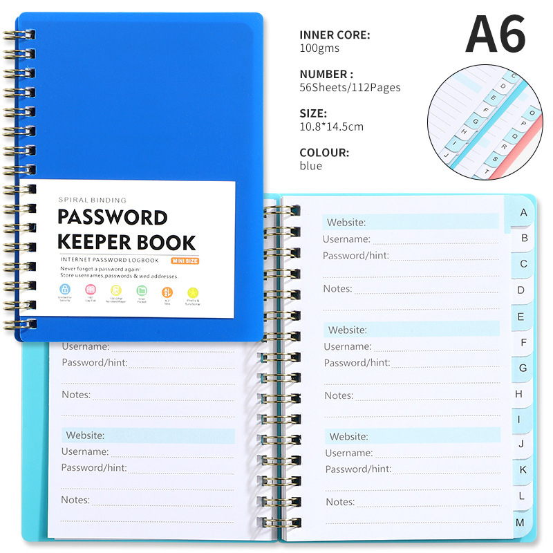 Libreta de contraseñas Pp azul A6