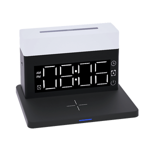 All in <strong>One</strong> Customized Ambient Led Light up Alarm Clock Multi Functional Wireless <strong>Charger</strong> - Product Image 2