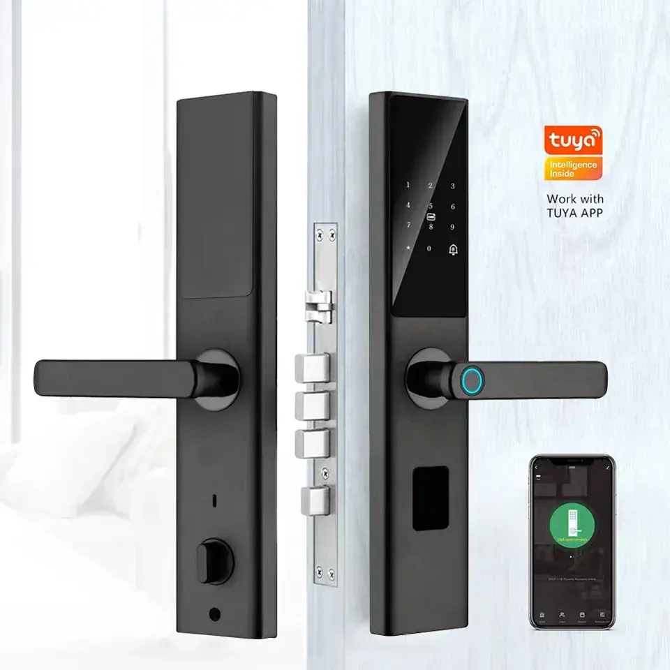 Glomarket fabrika toptan Tuya WiFi dijital kapı kilidi kod kartı Smartphone akıllı ev için parmak izi akıllı kapı kilidi kilidini