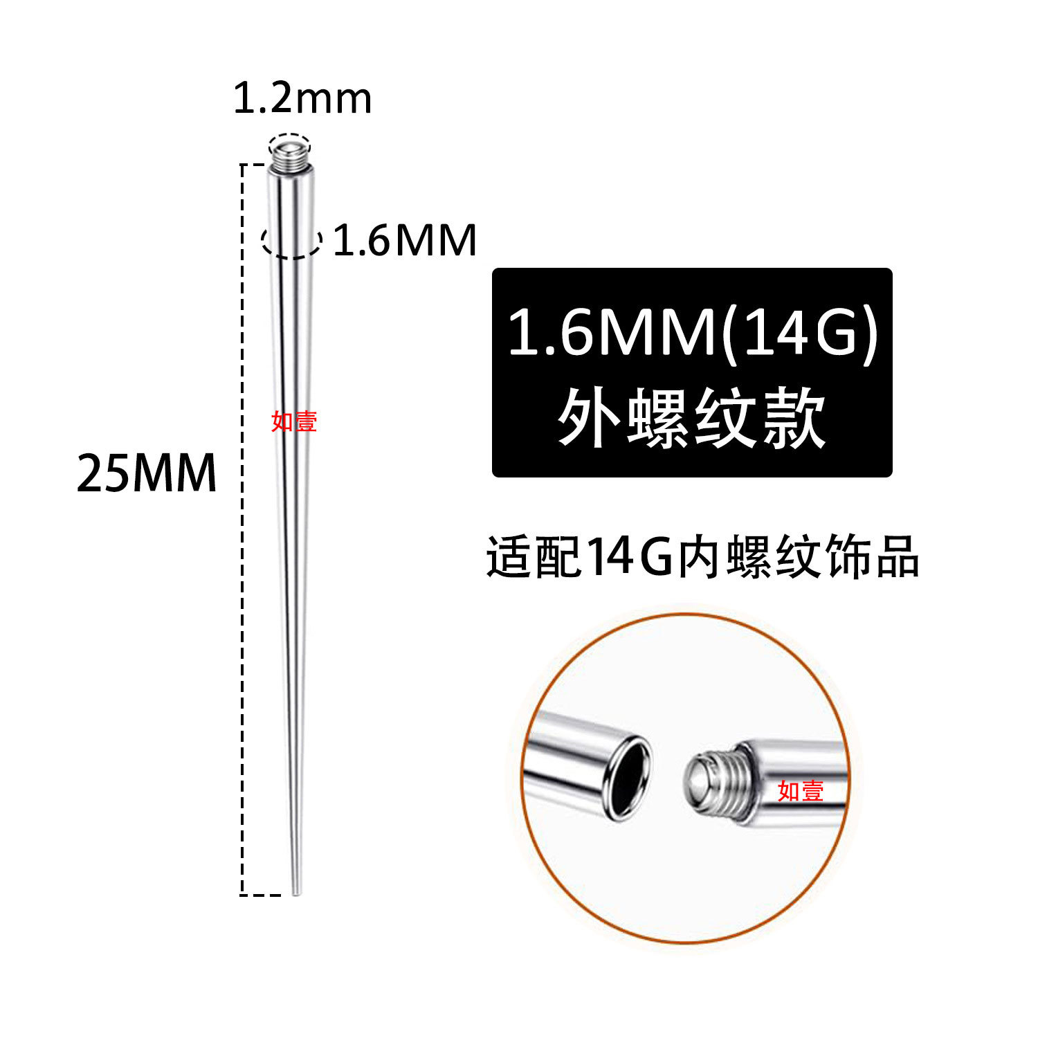 Version filetée 0,9 mm x 30 mm