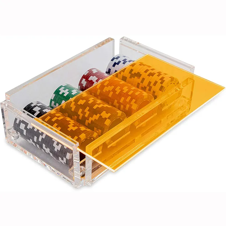 Scatola di carte da gioco in acrilico bianco con logo personalizzato in plastica sublimazione nera in plastica con supporto