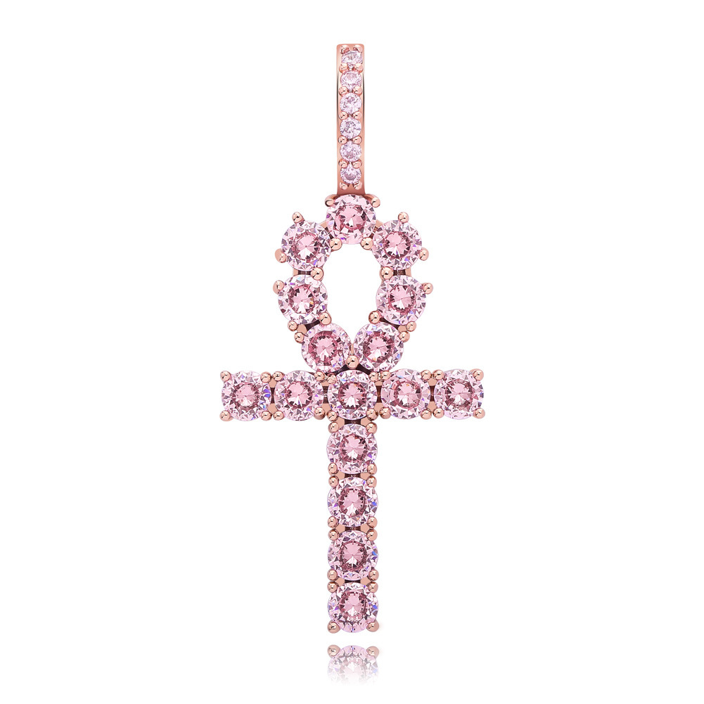 Rose gold cross heart powder zirconium-with twist