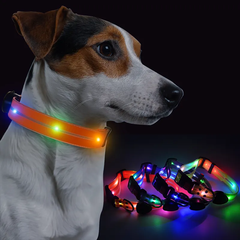 LED-Hunde halsband Wasserdichtes USB-wiederauf lad bares Nylon-Blinklicht-LED-Haustier halsband