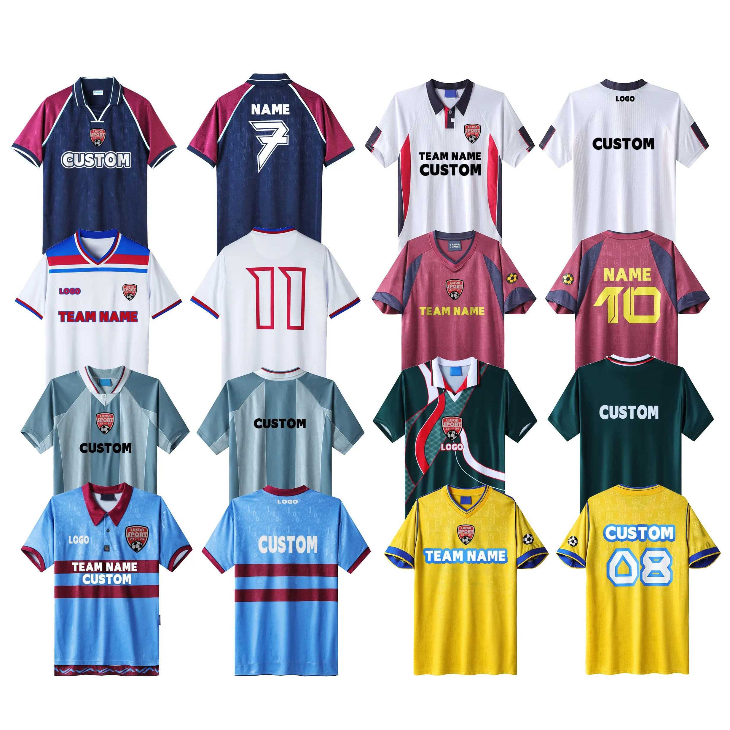 Luson Sports Alta Qualidade Tailândia Jersey Camisa De Futebol Vermelho E Preto Top Quality Inglaterra Camisa De Futebol Retro Camisa De Futebol
