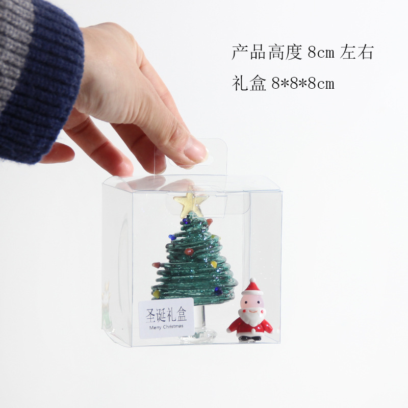 Silk-wrapped Dark Green 8cm-set de caja de regalo con Santa Claus