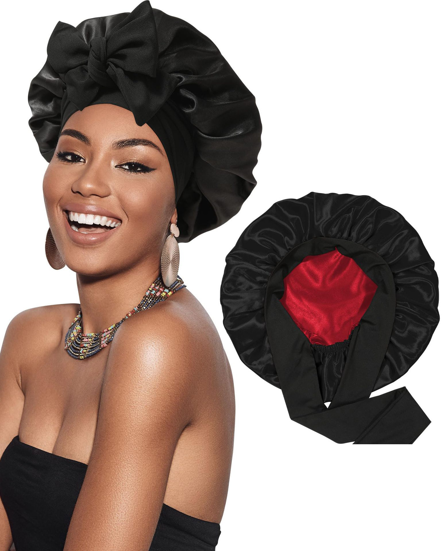 Ruban double couche moyen de haute qualité noir et rouge