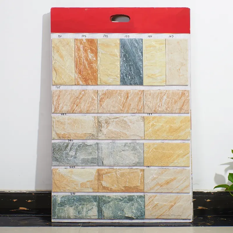 Piedra artificial antigua para exteriores, 100x200mm, textura cóncava 3D convexa, ladrillos de pared de cerámica, azulejos de pared de villa de porcelana