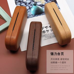 Toptan özelleştirilmiş kişiselleştirilmiş düz renk klas sert ahşap durumlarda gözlük taşınabilir miyopi gözlük büyük saklama kutusu - Product Image 2