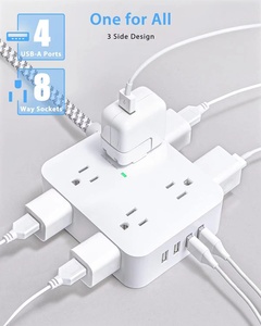 ETL sertifikalı çok fiş çıkış genişletici dalgalanma koruyucusu ev 2A için güç şeridi düz fiş duvara montaj USB şarj istasyonu - Product Image 2