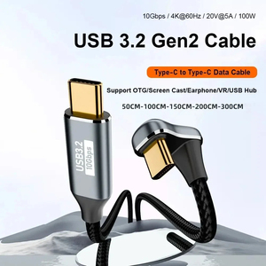 USB 3.2 10Gbps veri USB C kablosu 5A Emarker PD100W 4K Video gücü 90 derece sağ uzatma USB C kablosu - Product Image 2