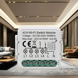 Sistema inteligente de automatización del hogar 100-240V AC Tuya Smart WiFi Módulo de mini interruptor de 4 canales con aplicación de control de PST-S04 - Product Image 3