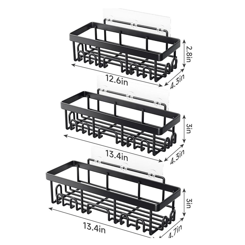 Étagère de salle de bain noire 03 (Ensemble de 3)