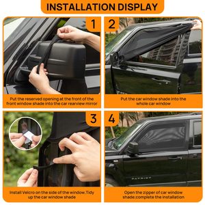 4 pezzi universale traspirante protezione UV finestrino laterale dell'auto copertura parasole schermo rete parasole con cerniera - Product Image 6