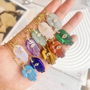 Hamsa el nazar şans koruma Charm kolye doğal kristal kuvars Figa el sembol kolye ile çeşitli zincirler - Product Image 2