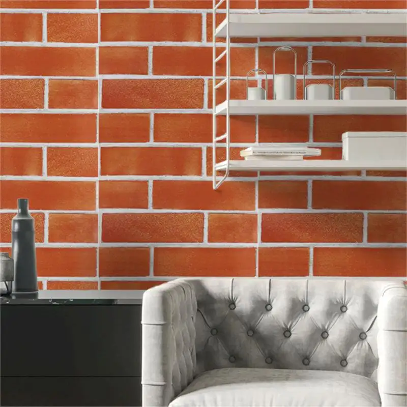 Fábrica venda barato tijolo design casca e vara restaurante papel de parede 3D pvc papel parede decoração