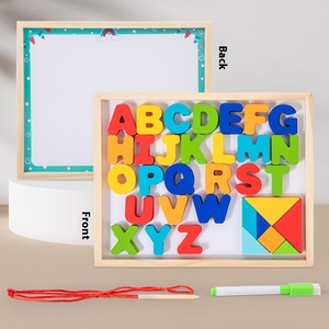 Multifuncional <span class=keywords><strong>Double</strong></span>-Sided Wooden Board Árabe Wooden 3D Puzzle String Desenho Beads Toy STEM Brinquedos Educativos para Crianças