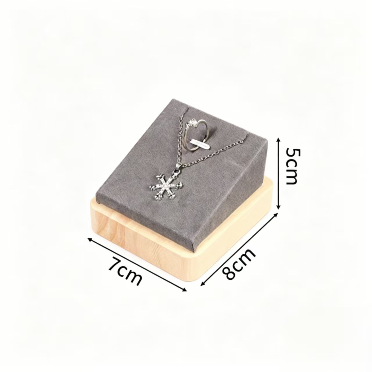 Wooden pendant necklace and ring holder, dark gray