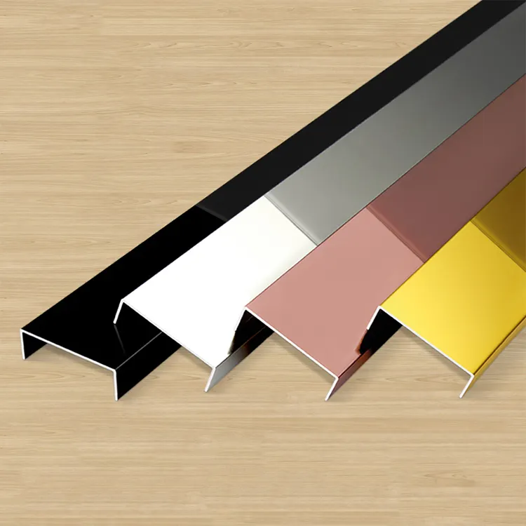 Línea de decoración de azulejos de aleación de aluminio en forma de U, personalización de tamaños