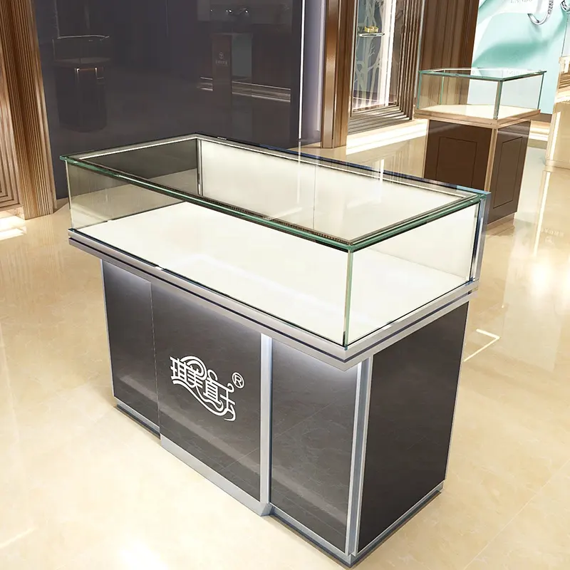 Personalizza negozio vitrina 18 slot orologio in legno coll retail store design glass lock cabinet counter per esposizione di gioielli