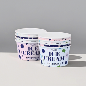 Özel Logo baskılı dondurma fincan dondurulmuş yoğurt tek kullanımlık 3oz <span class=keywords><strong>5oz</strong></span> kağıt kase