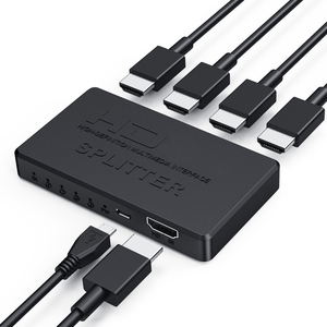 Mini caja de distribuidor de audio y video de 4 puertos 4K 1x4 HDTV Video Splitter duplicado/solo Pantalla de espejo (no extensible) - Product Image 1