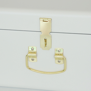 Tùy Chỉnh Màu Trắng Kim Loại Lưu Trữ Ngực Kim Loại Lưu Niệm Thân Cây Stackable Organizer Với Vàng Xử Lý - Product Image 4