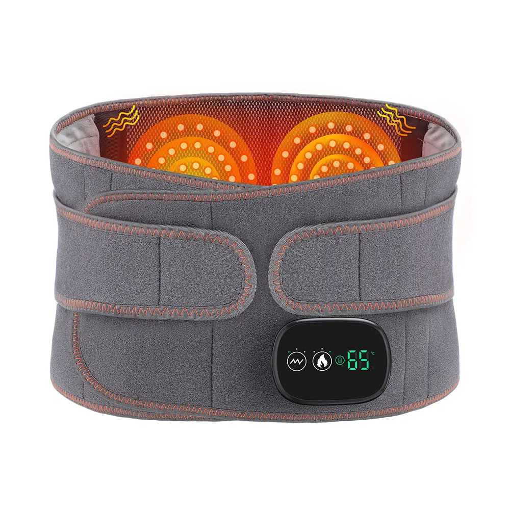 Cordless Pain Relief Hot Compress Vibration Waist Massage Belt Red Light Therapy Infrared Heating Back Massager