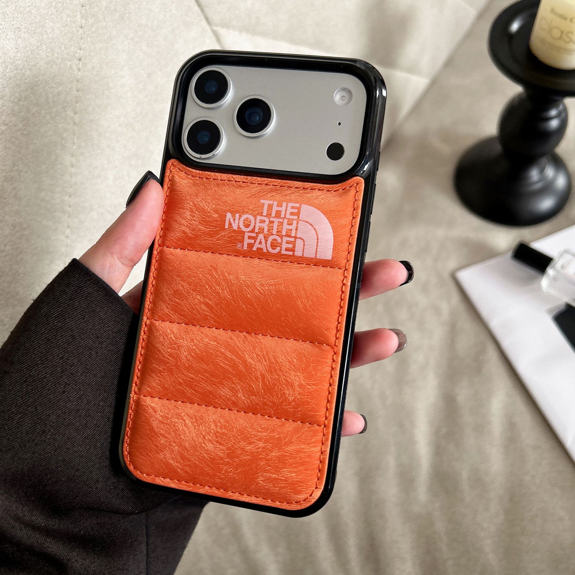 Caso del teléfono de la chaqueta-Norte naranja
