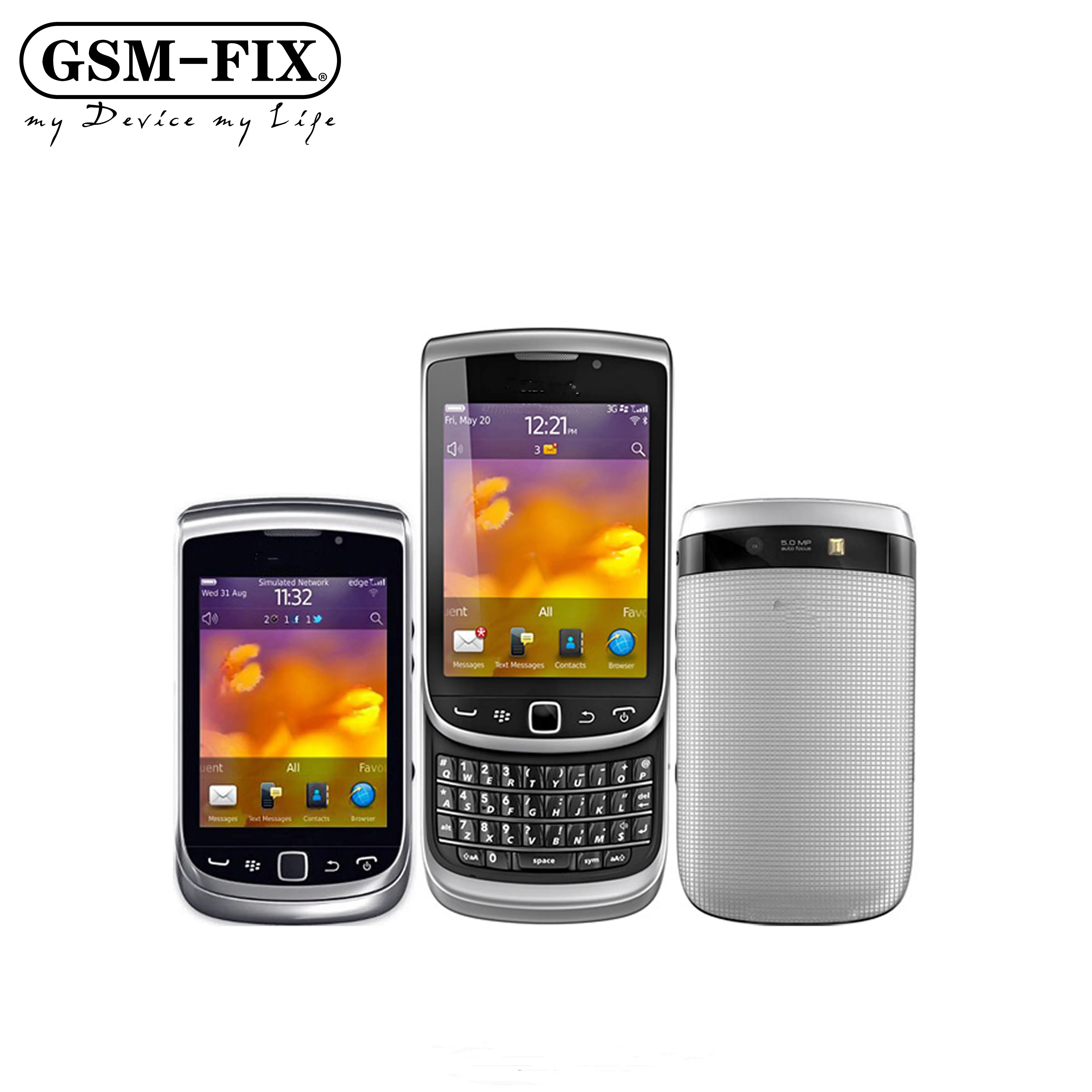 GSM-FIX لبلاك بيري الشعلة 9810 3G 3.2 "5MP كاميرا 8GB ROM لوحة مفاتيح كويرتي مقفلة الهواتف المحمولة
