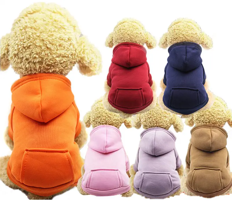 All'ingrosso a buon mercato multicolore morbido pile caldo Pet con cappuccio personalizzato vestiti per cani in bianco