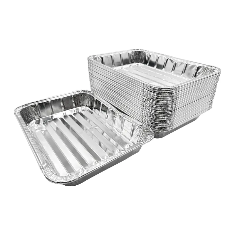 Высококачественный противень для выпечки прямоугольный одноразовый контейнер для еды из алюминиевой фольги