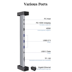 Estación de acoplamiento con función de soporte desmontable 9 en 1, USB 3,2 tipo C, Ethernet, HDMI, SD, TF, PD, Hub convertidor multipuerto