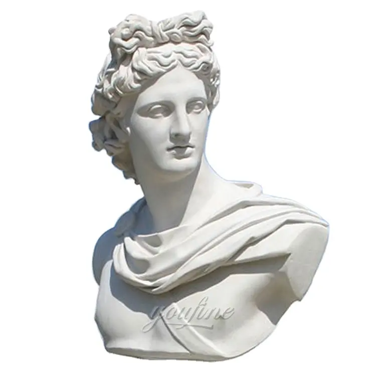 Busto Apollo in pietra di marmo decorativo economico in vendita