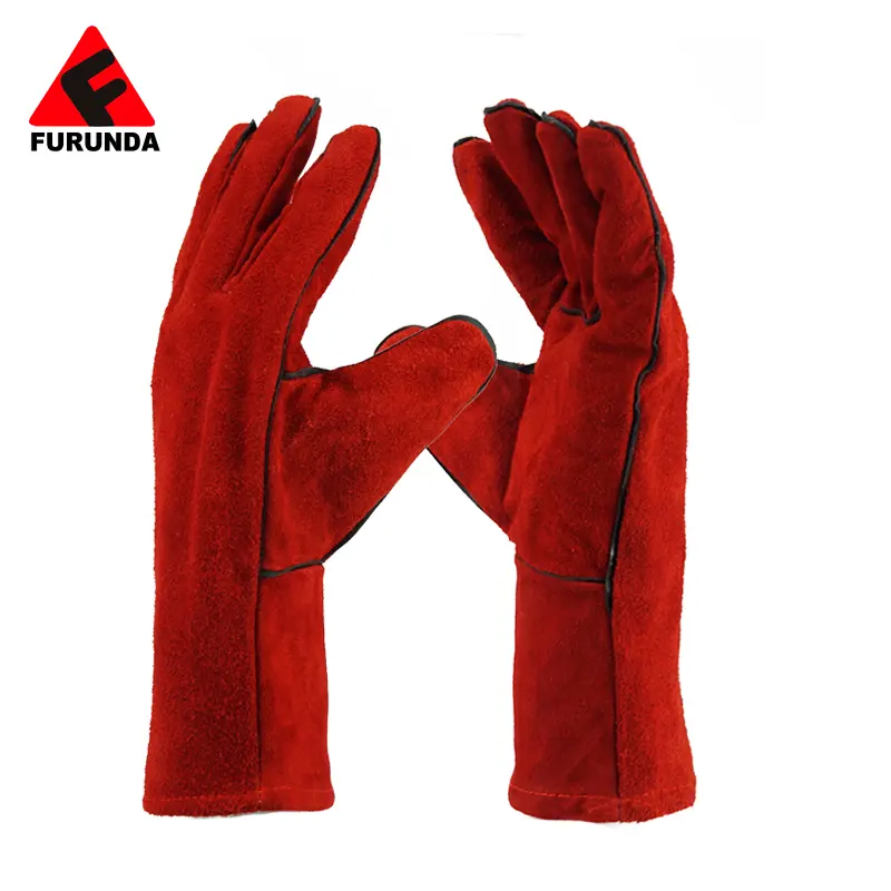 ROT Bunte hitze beständige Leder handschuhe Kamins chweiß handschuhe für den Handschutz