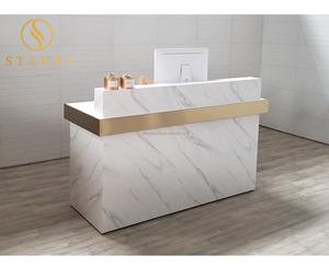 2022最新现代假发店接待处白色沙龙柜台前台 - Product Image 4