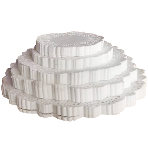 一次性耐灰4 6 8 10 12英寸迷你白色圆形餐垫蕾丝纸蛋糕咖啡垫 - Product Image 1