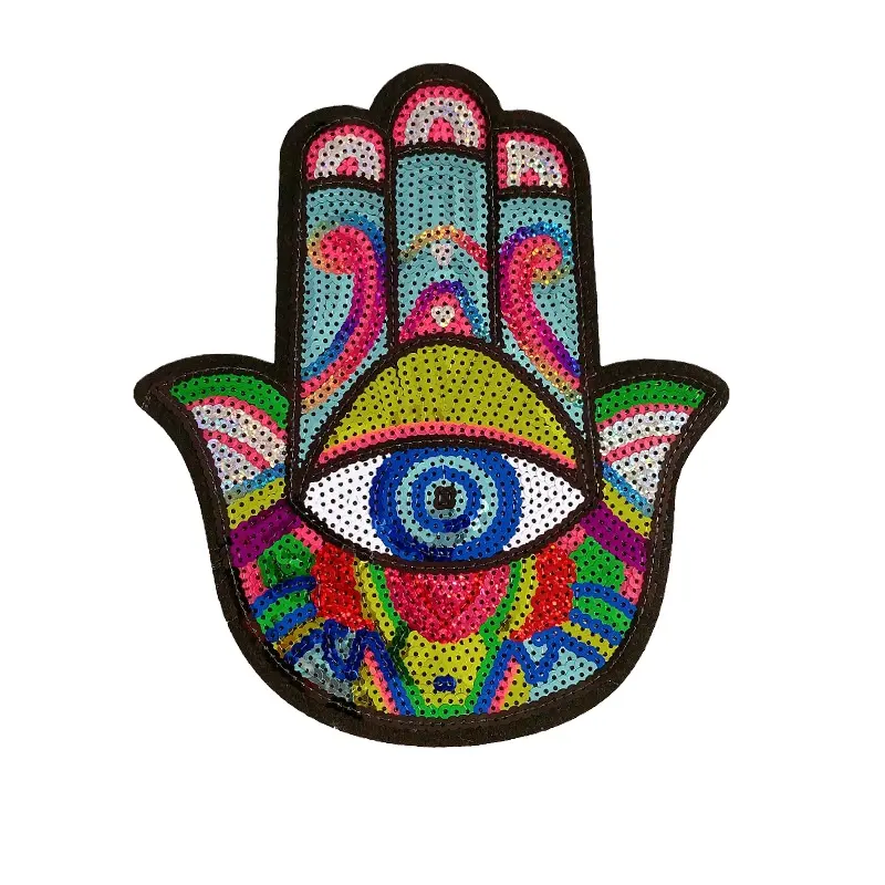Für T-Shirt Mode Buddha Hand Augen Religion OK Finger bestickter Patch