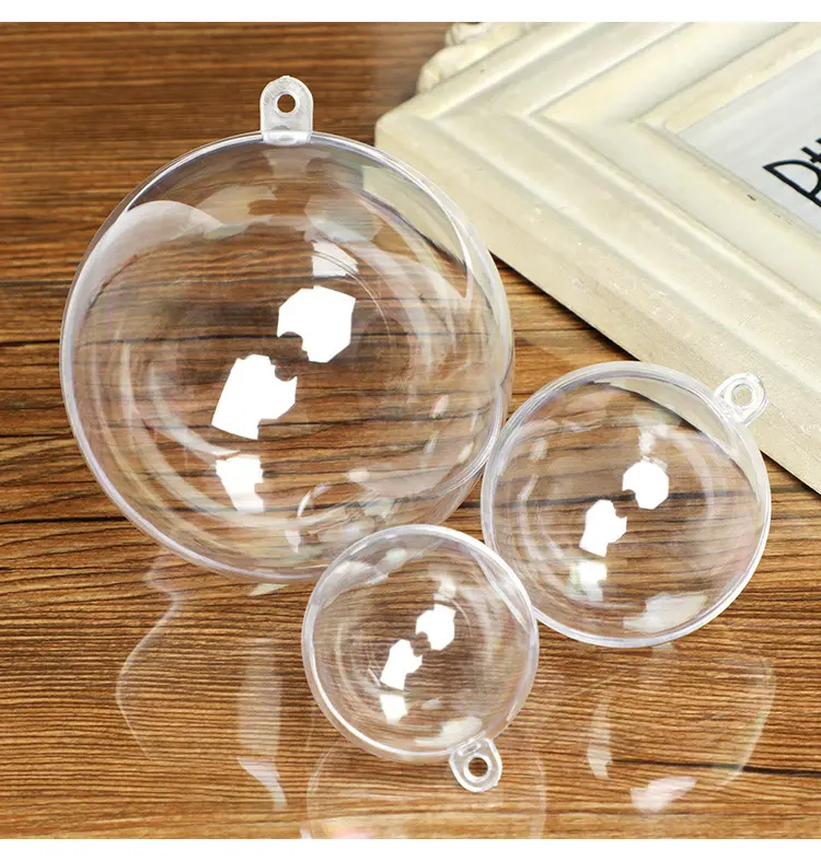 Enfeites de bola de natal, enfeites de bola de plástico transparente para pendurar na árvore de natal