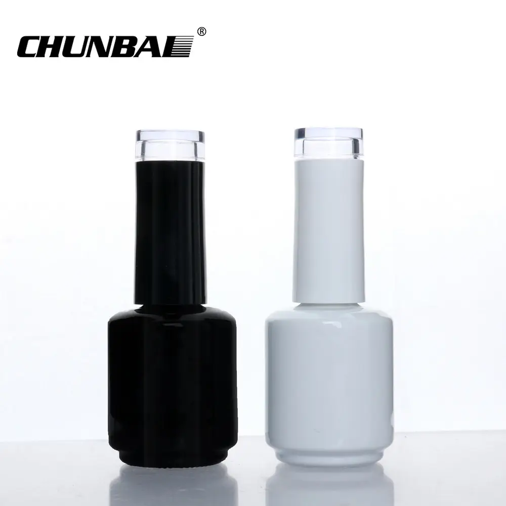 Personalizzato unico 3ml 5ml 7ml 9ml 10ml 15ml nero opaco bianco vuoto confezione di vetro gel smalto per unghie bottiglia con tappo