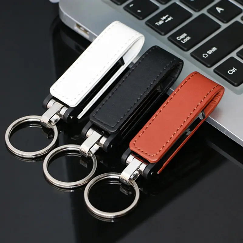 Chiavetta di memoria di Pendrive del cuoio 128 2.0 chiavetta USB della chiavetta USB del portachiavi 2GB 4GB 8GB 16GB 32GB 64GB 3.0 GB grigio nero bianco di Brown