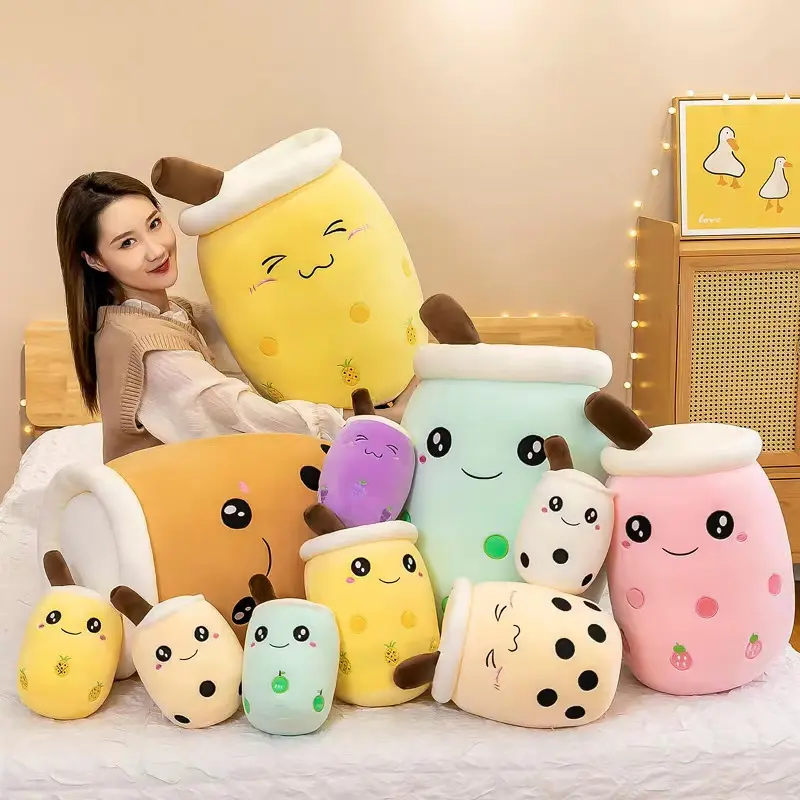 Venda Por Atacado 24cm 35cm 50cm 70cm peluche kawaii Bonito Recheado Pérola Cup Forma Toy Bolha Cartoon Leite Chá Boba Plush Toy