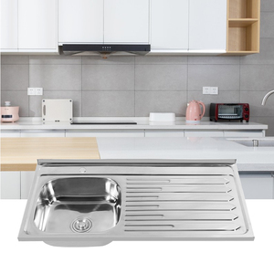 304 çelik tek kase sağ tahliye borusu mutfak lavabo seti yıkama pişirme için çok işlevli paslanmaz çelik mutfak lavabo - Product Image 4